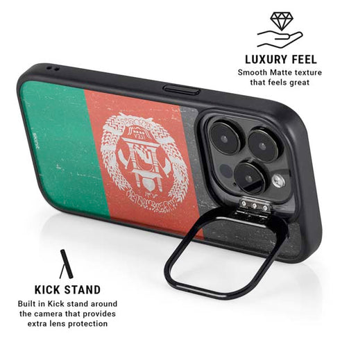 Afghanistan Flag Distressed iPhone 16 Pro Kickstand Case